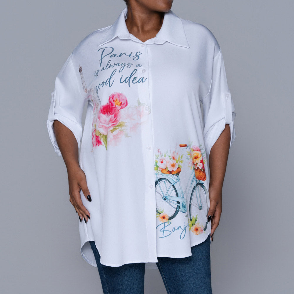 Statement Print Optical White Top