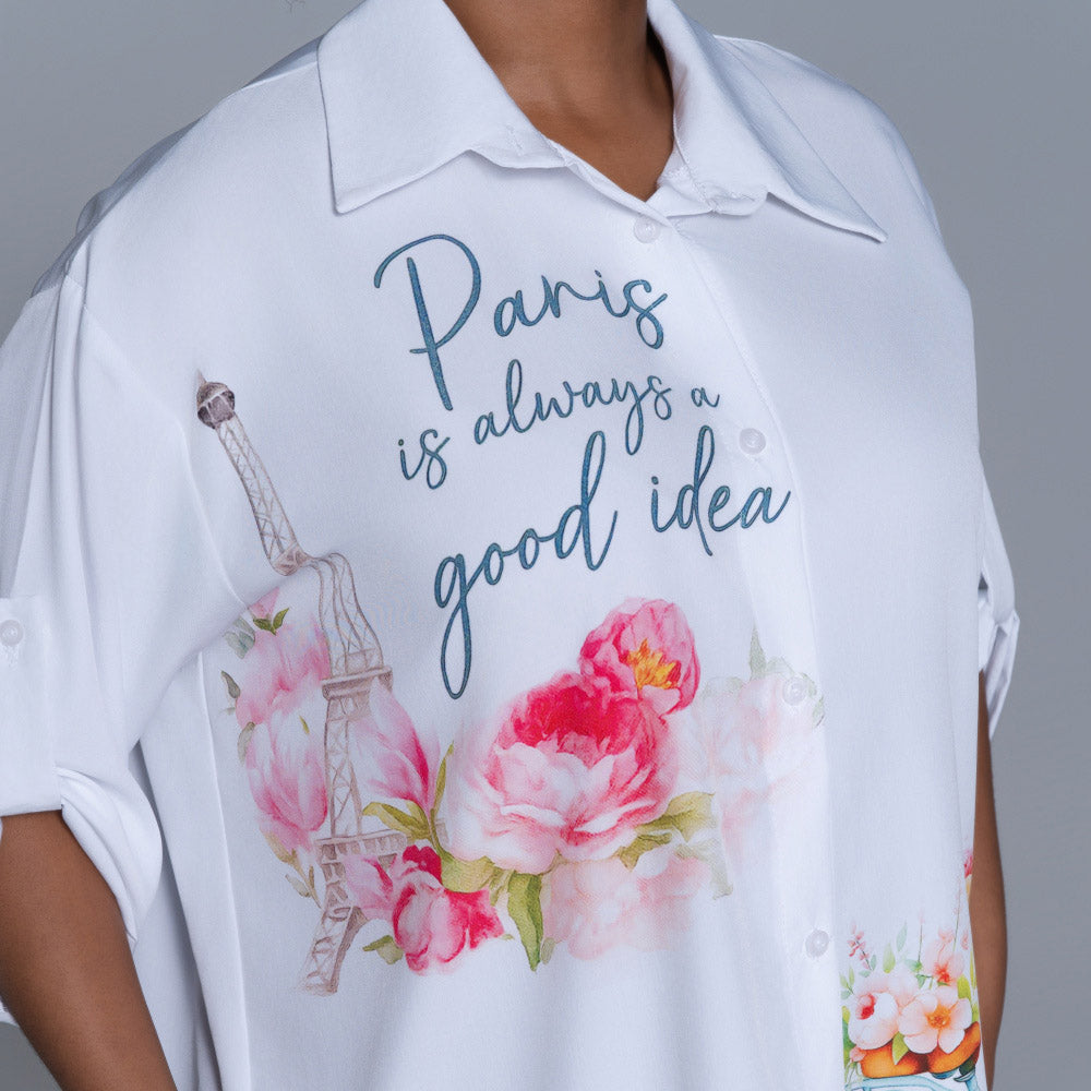 Statement Print Optical White Top