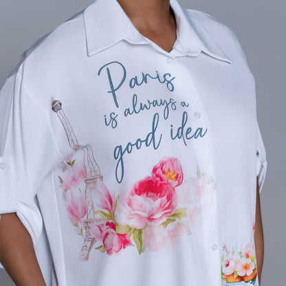 Statement Print Optical White Top