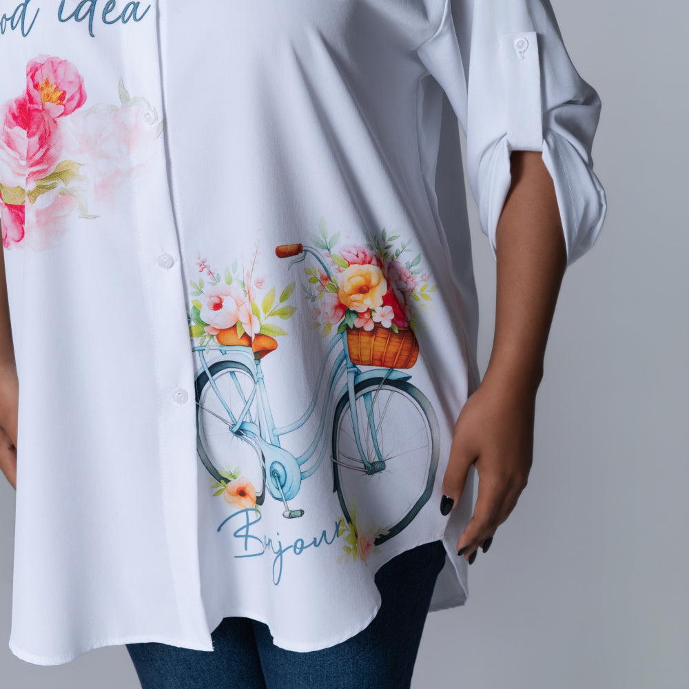 Statement Print Optical White Top