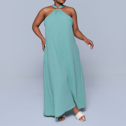 Sage Halter Neck Dress