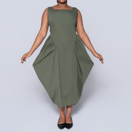 Sleeveless Poplin Panel Dress