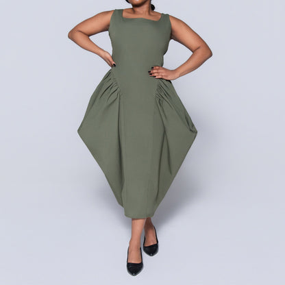 Sleeveless Poplin Panel Dress