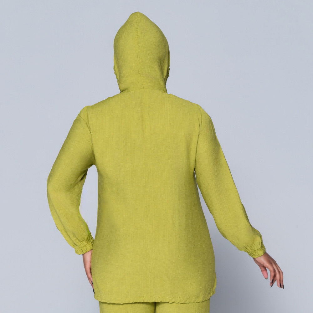 Chartreuse Hooded Zip Top
