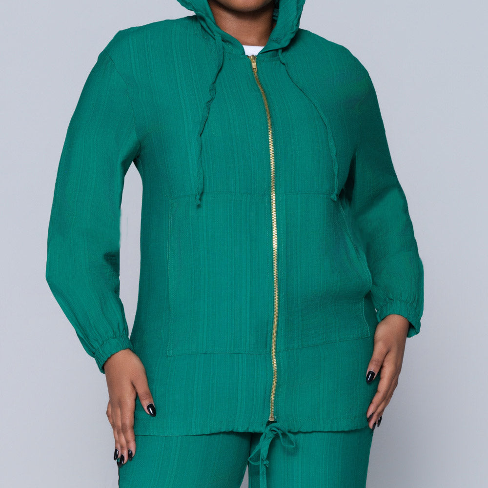 Emerald Hooded Zip Top