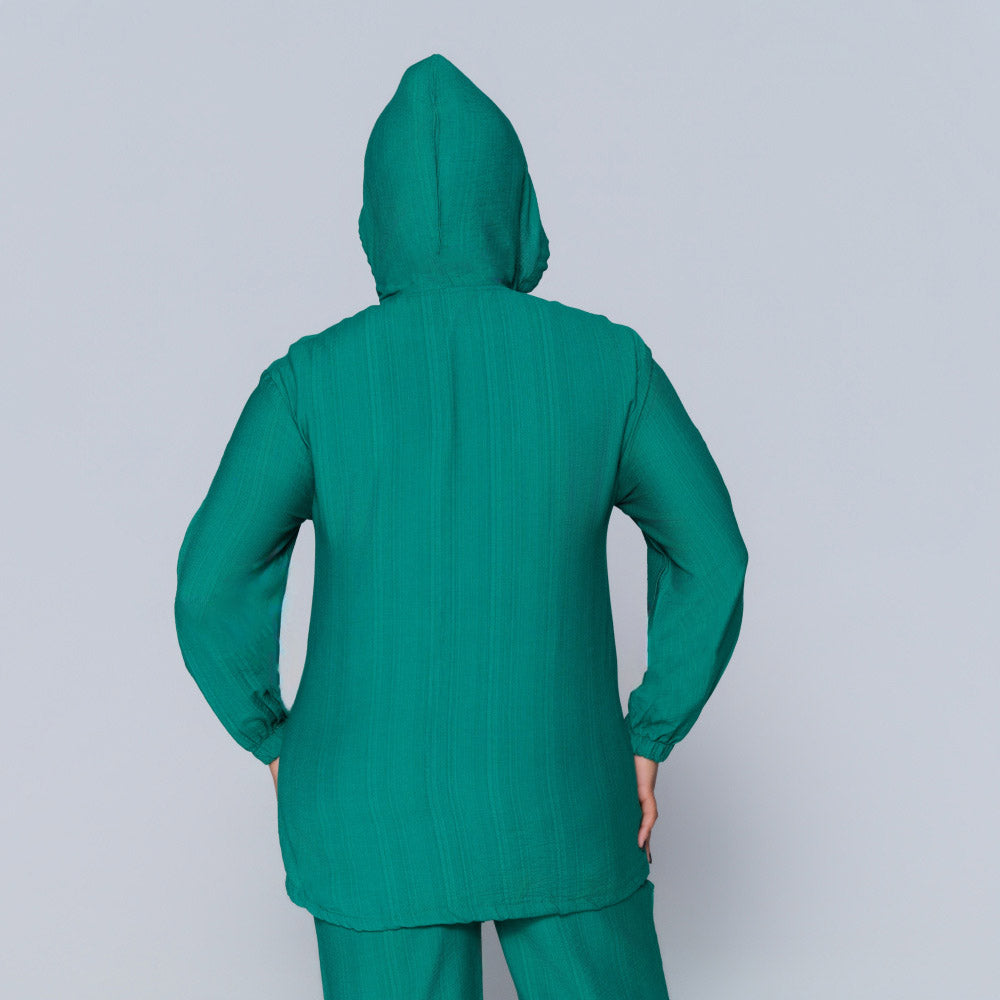 Emerald Hooded Zip Top