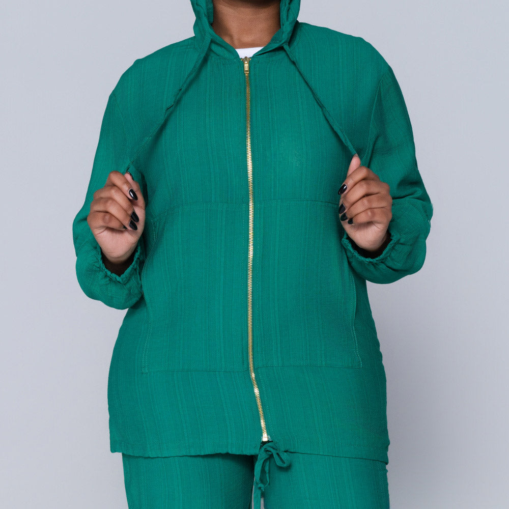 Emerald Hooded Zip Top