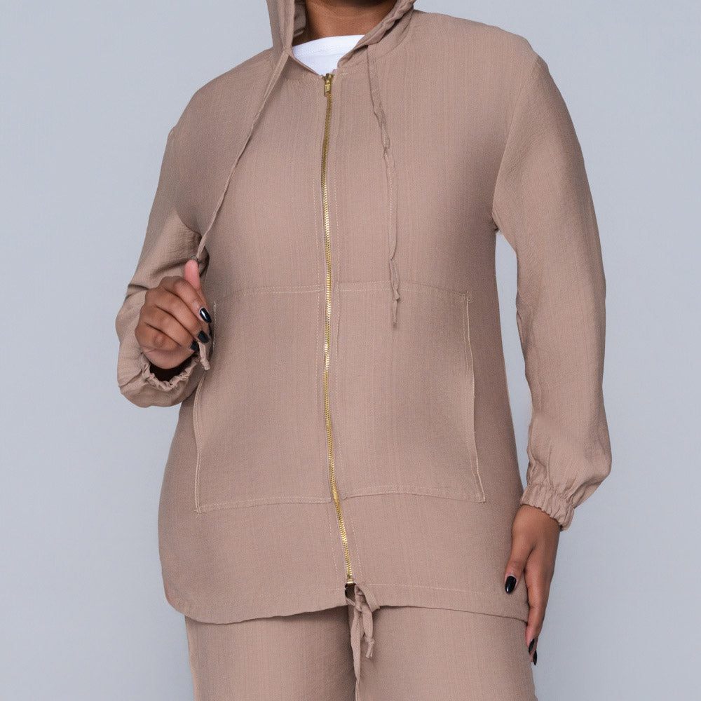Mocca Hooded Zip Top