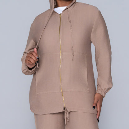 Mocca Hooded Zip Top