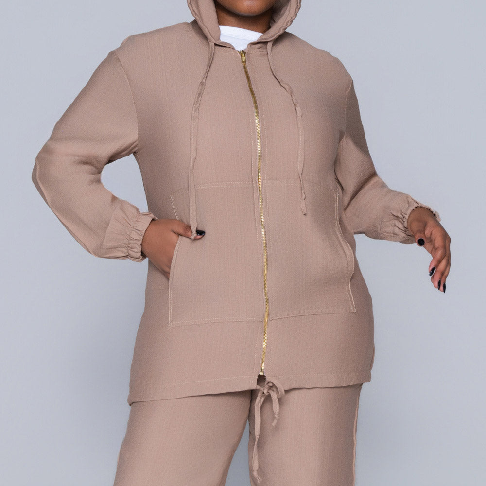 Mocca Hooded Zip Top