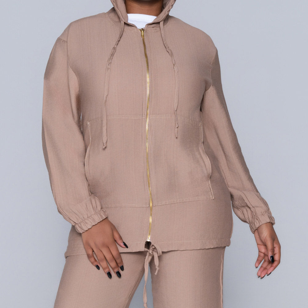 Mocca Hooded Zip Top