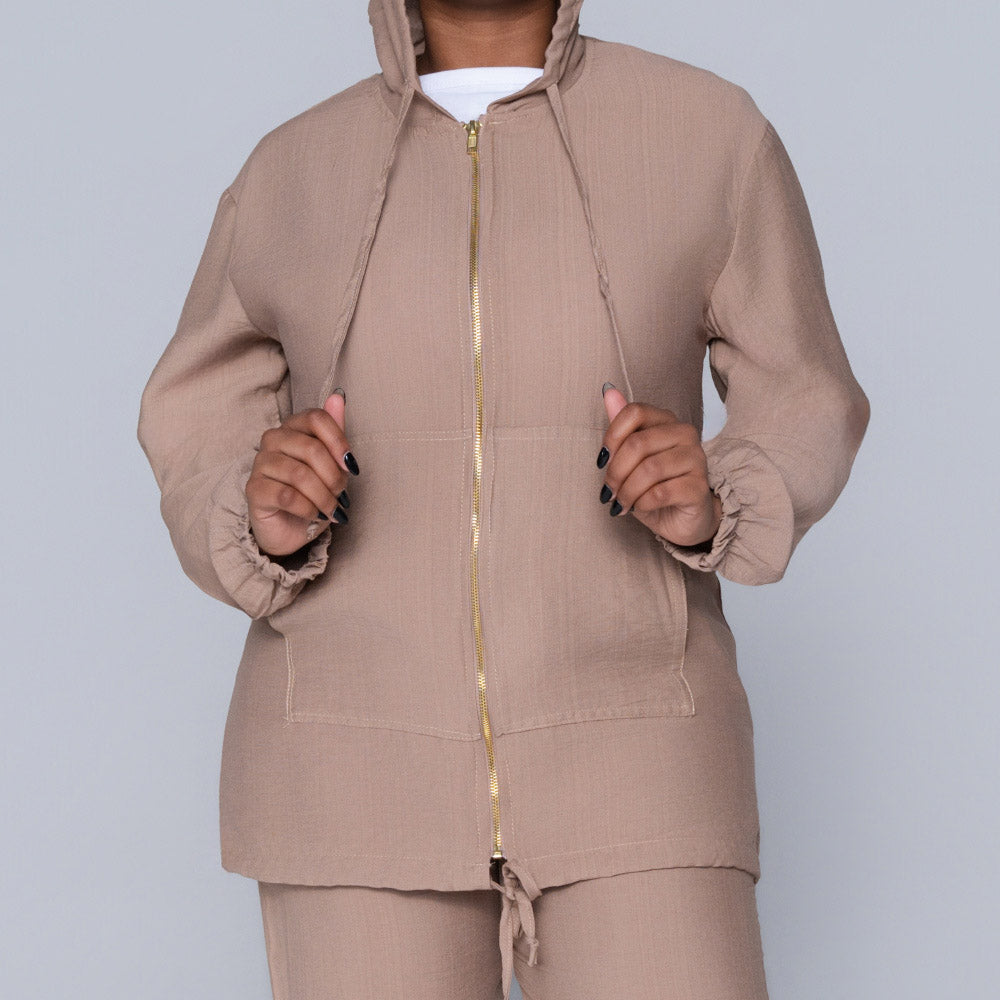 Mocca Hooded Zip Top