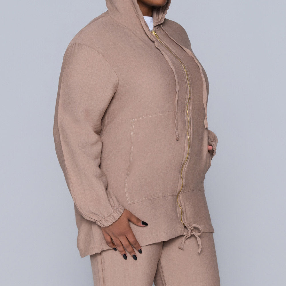 Mocca Hooded Zip Top