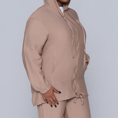 Mocca Hooded Zip Top