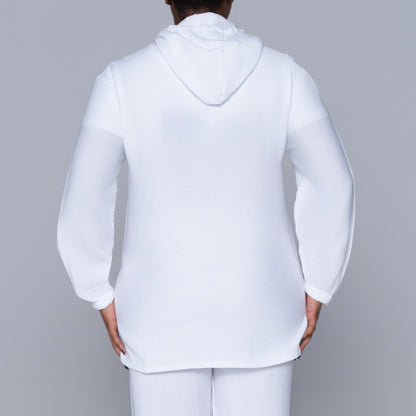 Optical White Hooded Zip Top