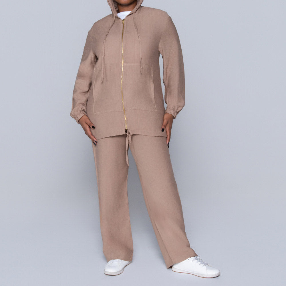 Mocca Hooded Zip Top