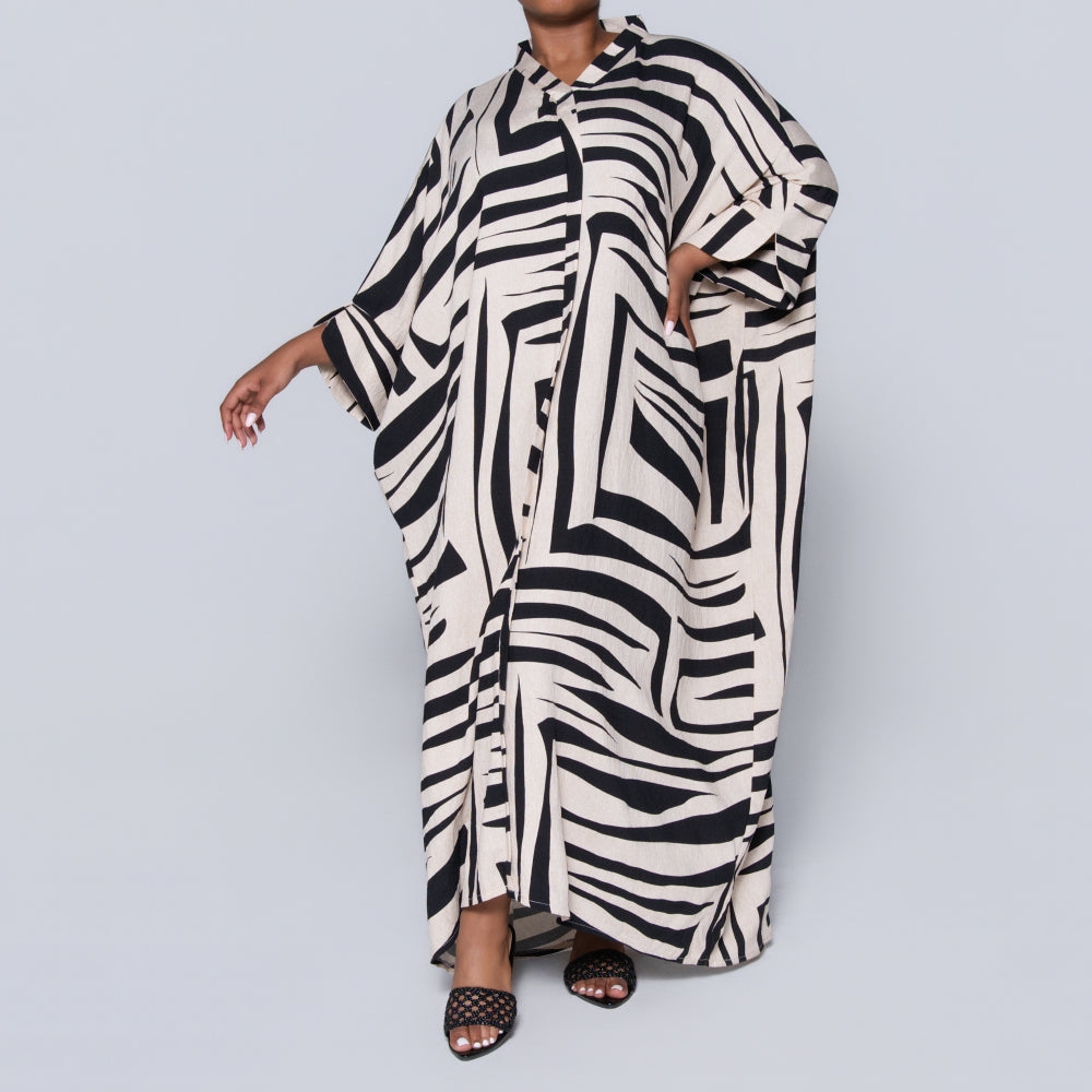Printed Black/Ivory Kaftan