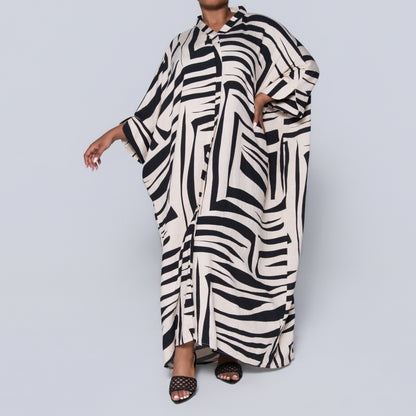 Printed Black/Ivory Kaftan