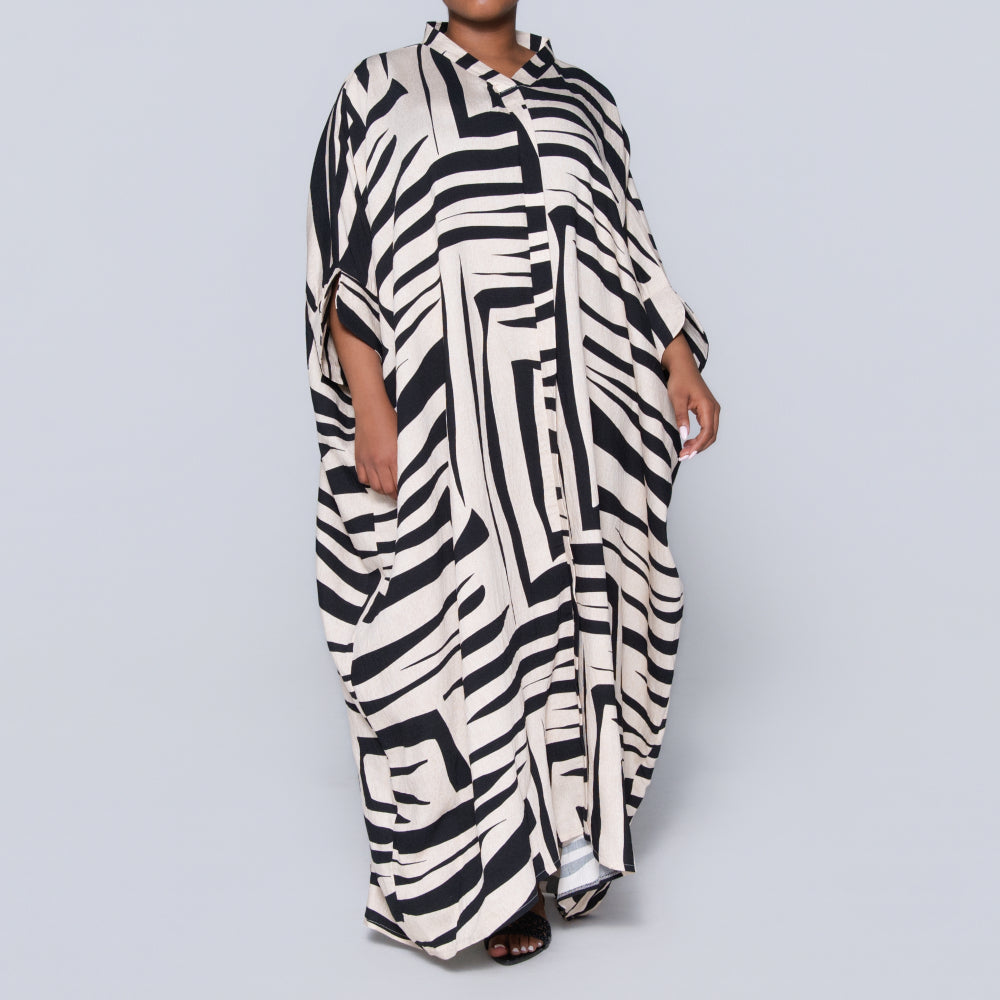 Printed Black/Ivory Kaftan