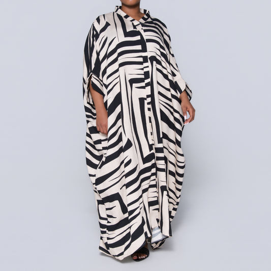 Printed Black/Ivory Kaftan