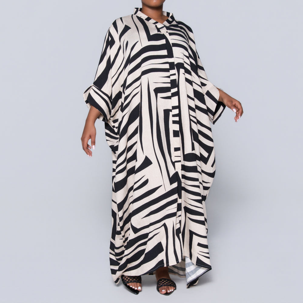 Printed Black/Ivory Kaftan