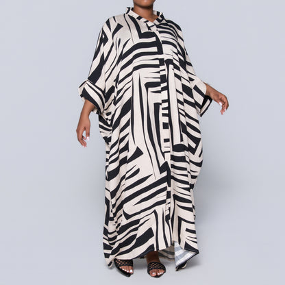 Printed Black/Ivory Kaftan