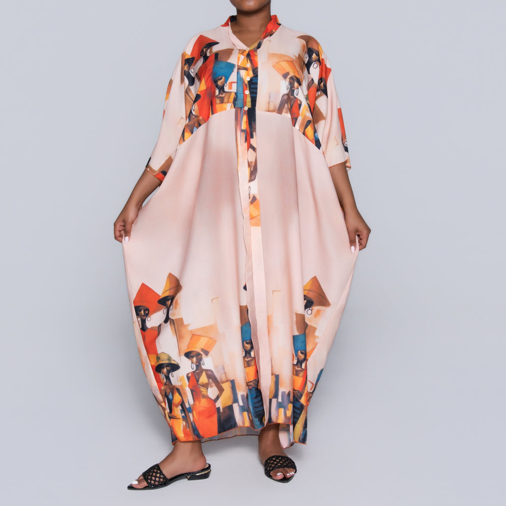 Printed Peach Kaftan