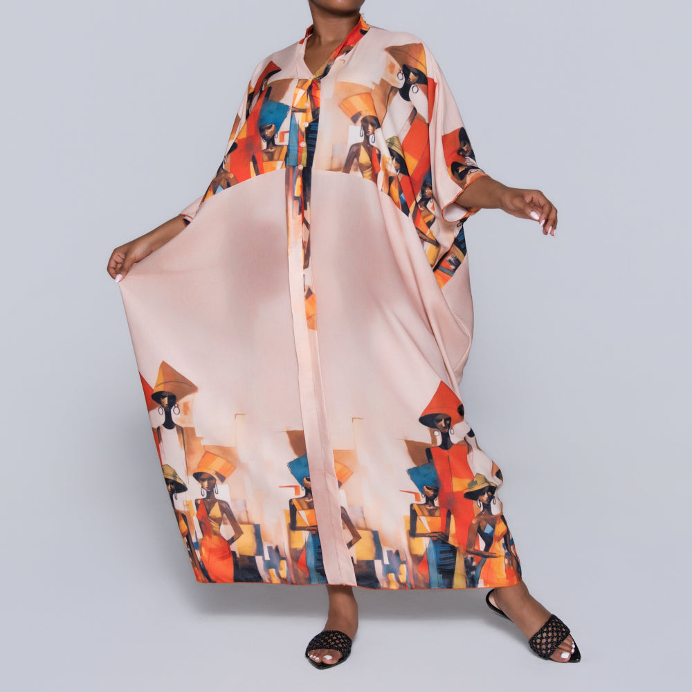 Printed Peach Kaftan
