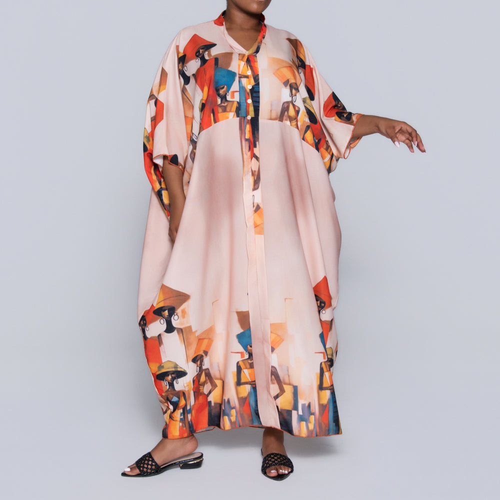 Printed Peach Kaftan