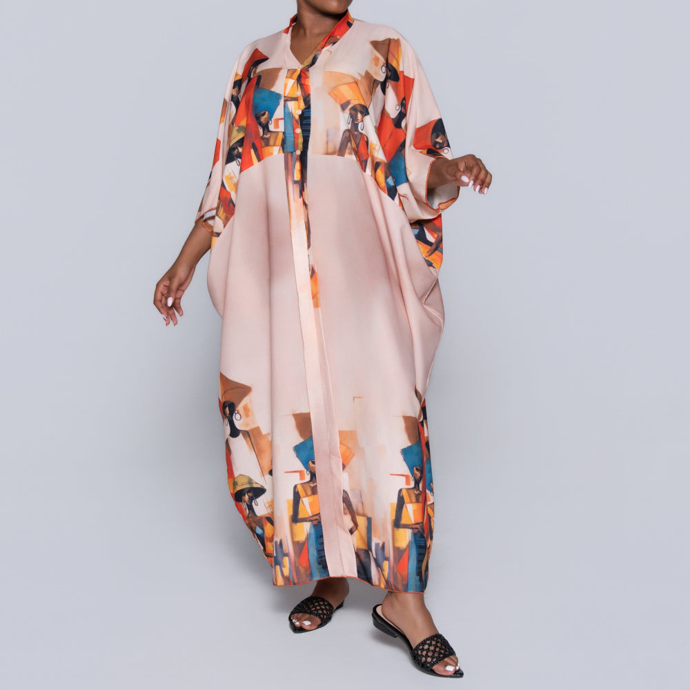Printed Peach Kaftan