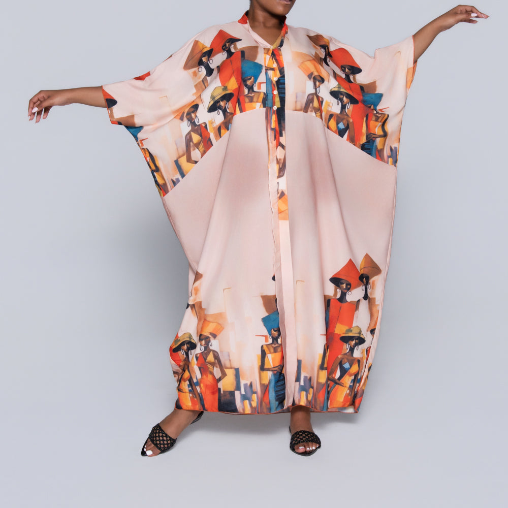 Printed Peach Kaftan