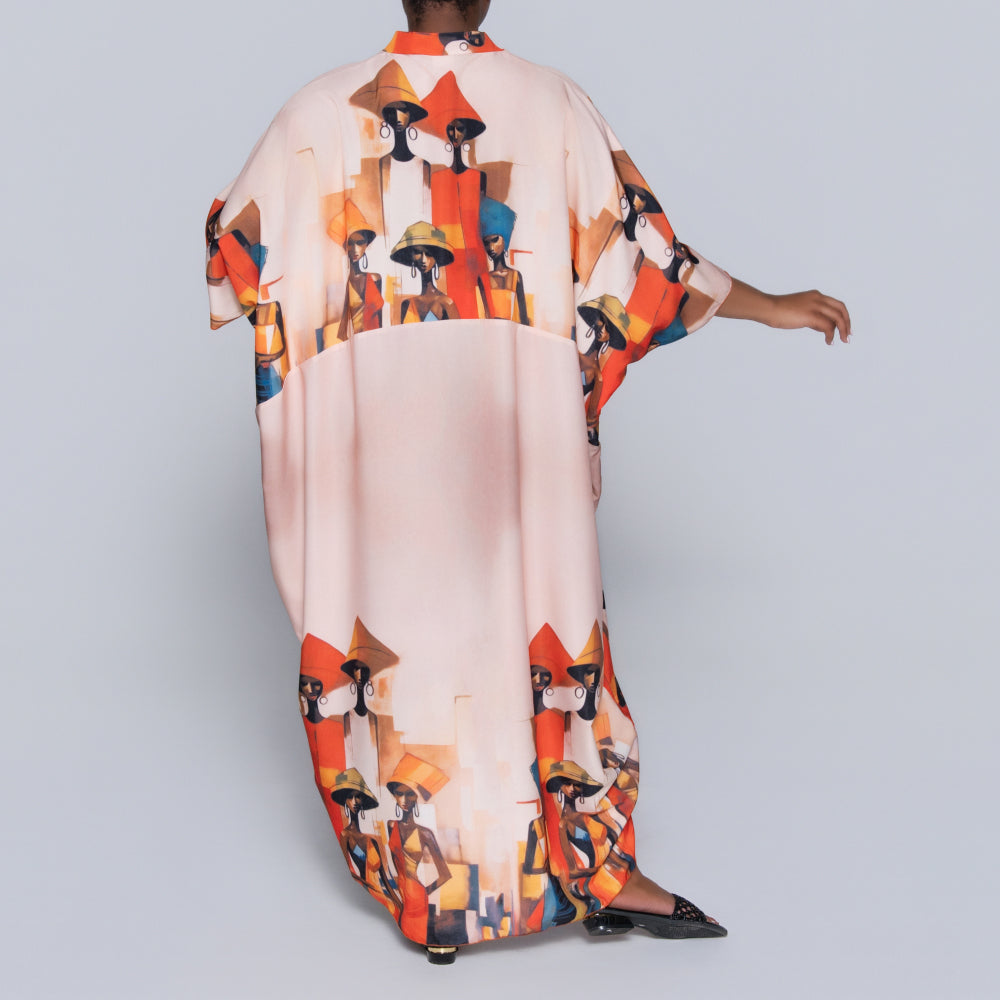 Printed Peach Kaftan