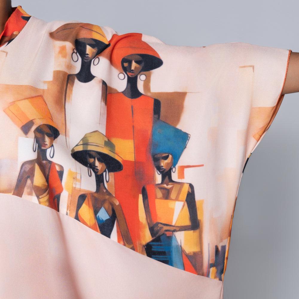 Printed Peach Kaftan