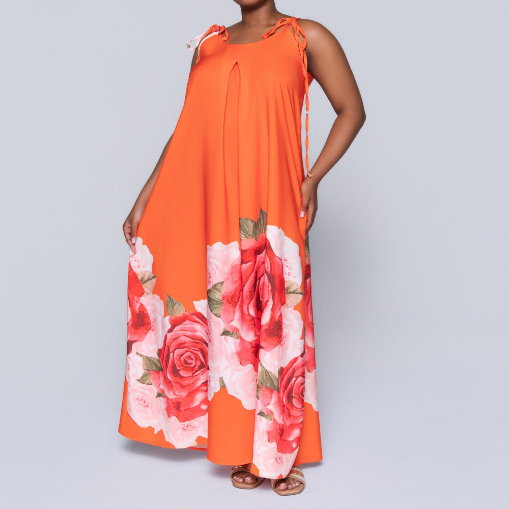 Terracotta Printed Summer Dress