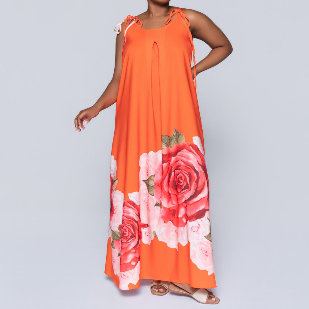 Terracotta Printed Summer Dress