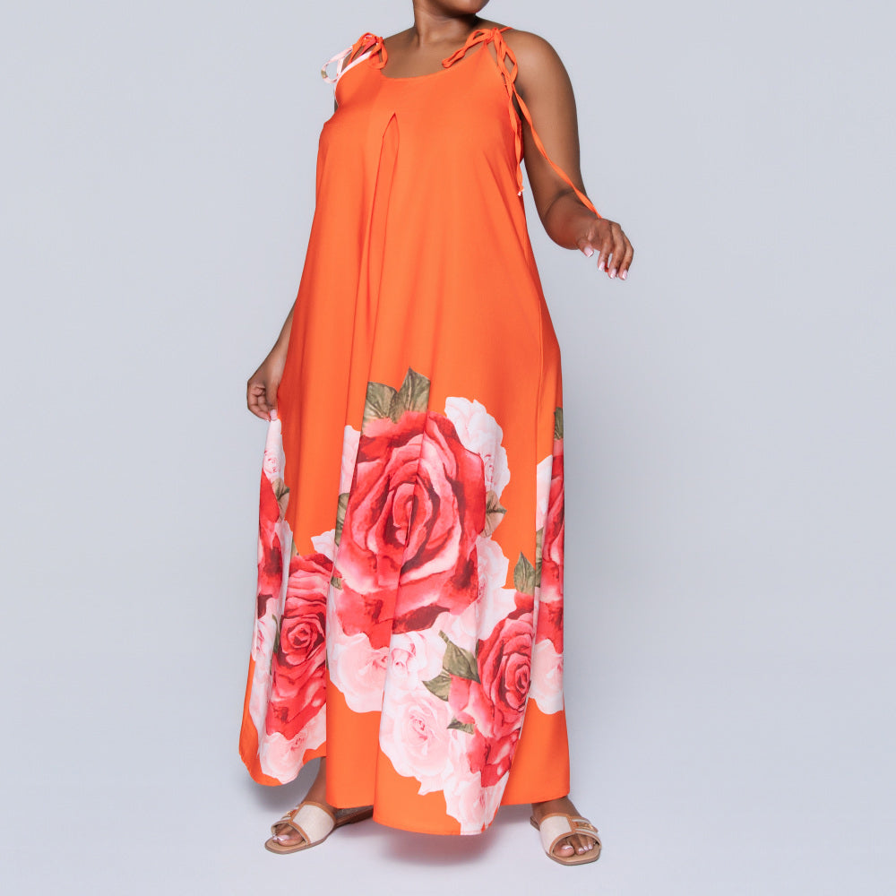 Terracotta Printed Summer Dress