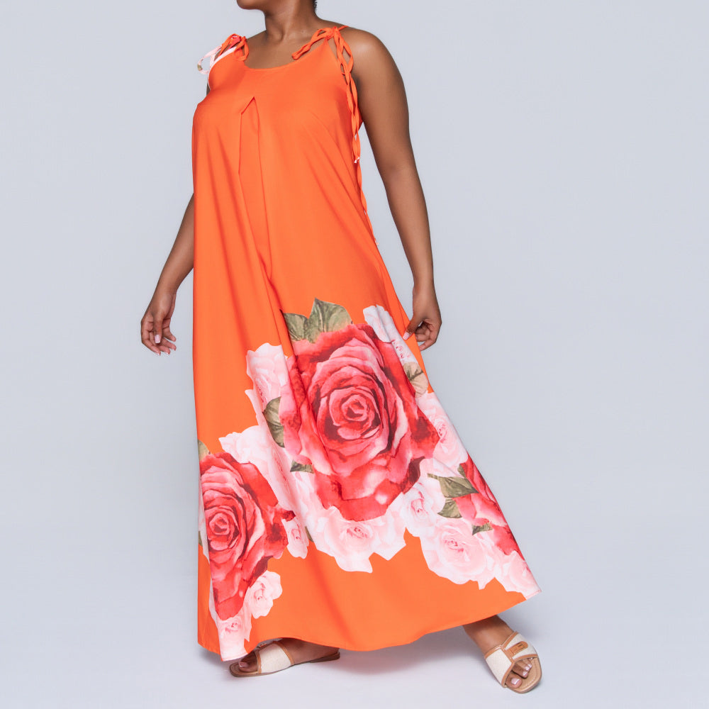 Terracotta Printed Summer Dress