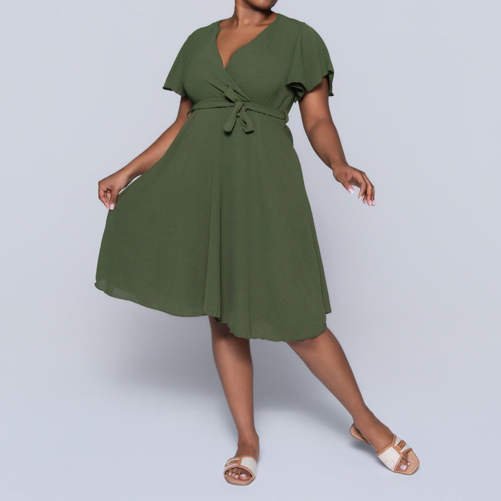 Olive Cross Over Airflow Dress