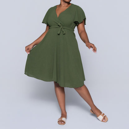 Olive Cross Over Airflow Dress
