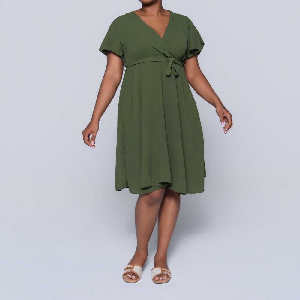 Olive Cross Over Airflow Dress
