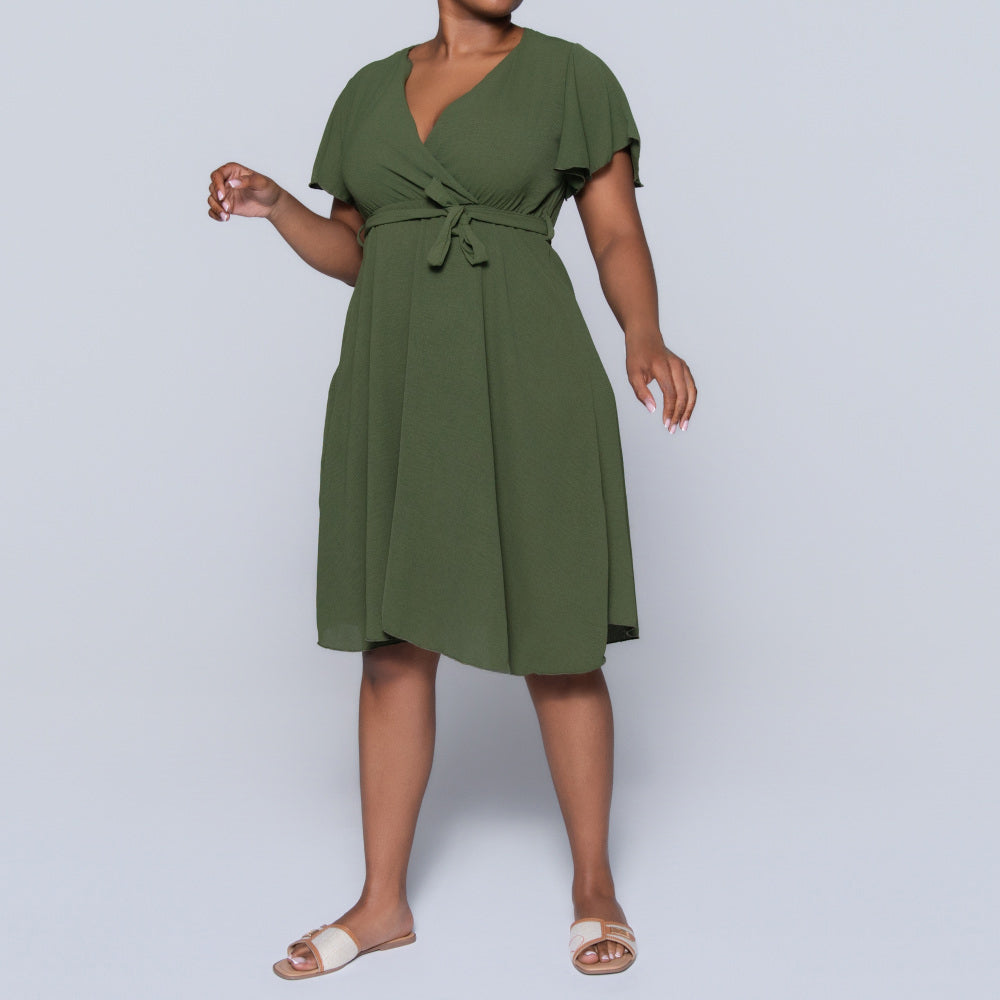Olive Cross Over Airflow Dress