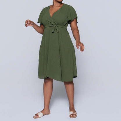 Olive Cross Over Airflow Dress