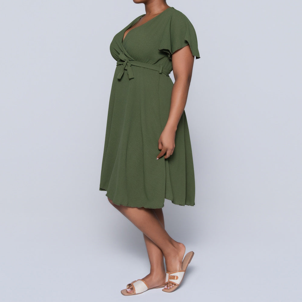 Olive Cross Over Airflow Dress
