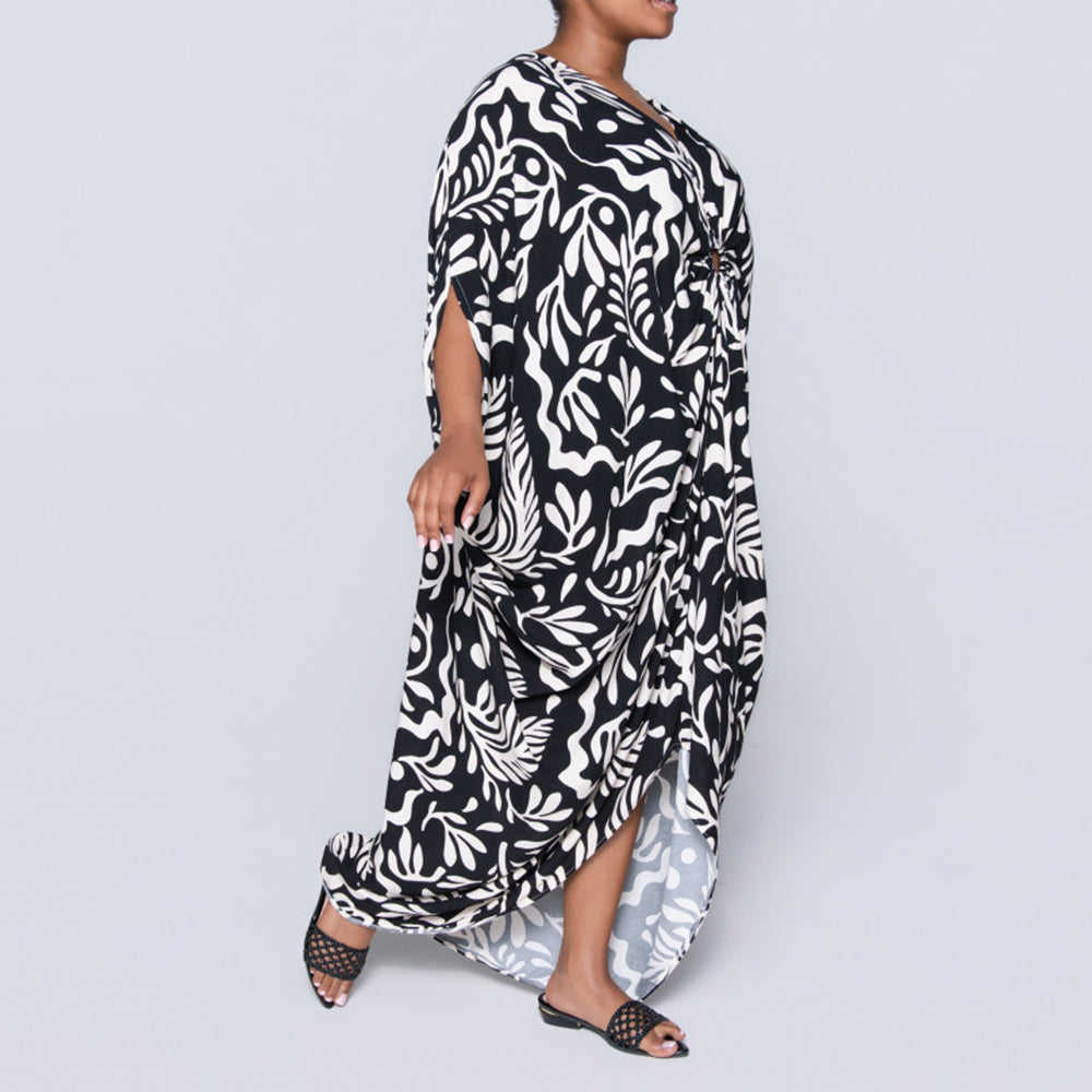 Printed Ring Detail Kaftan