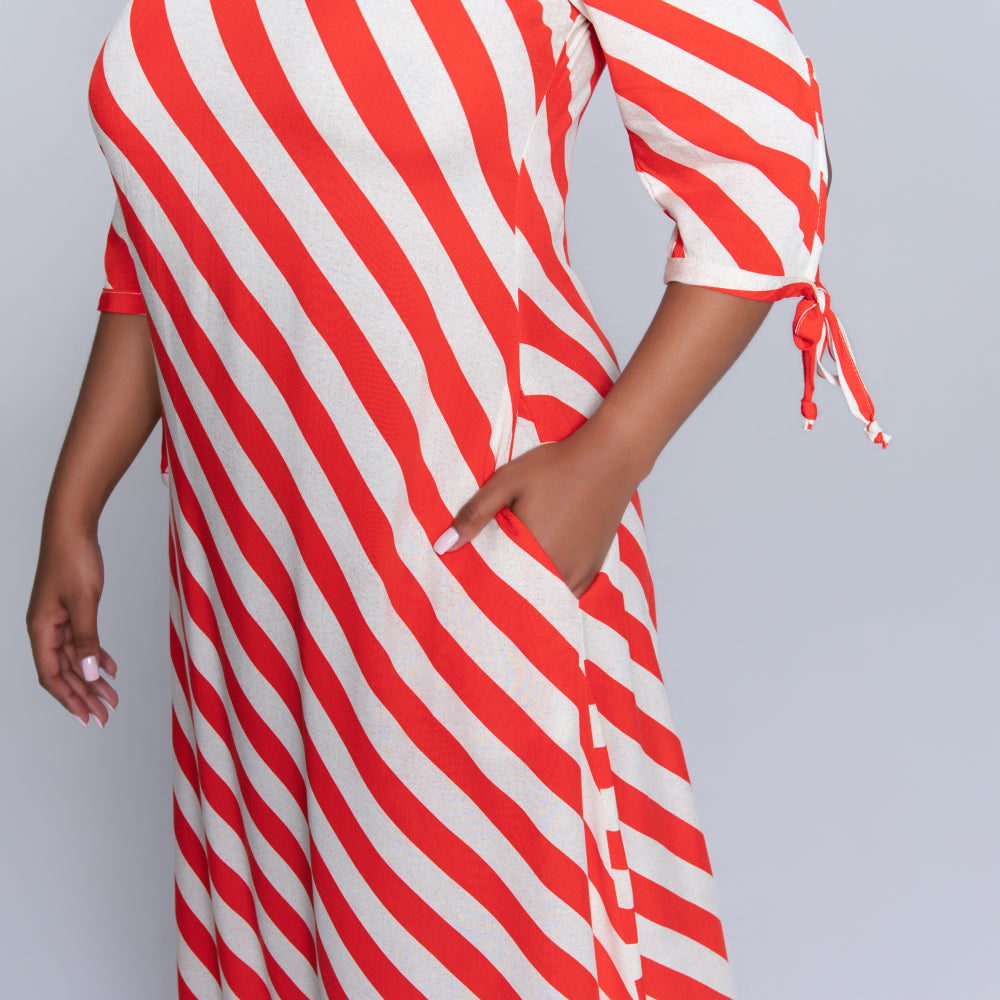 Striped Off Shoulder Strappy Dress