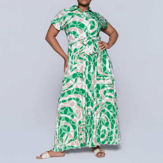 Tie-Belt Pleated Dress