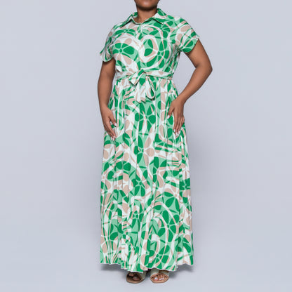 Tie-Belt Pleated Dress