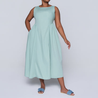 Sage Sleeveless Panel Dress
