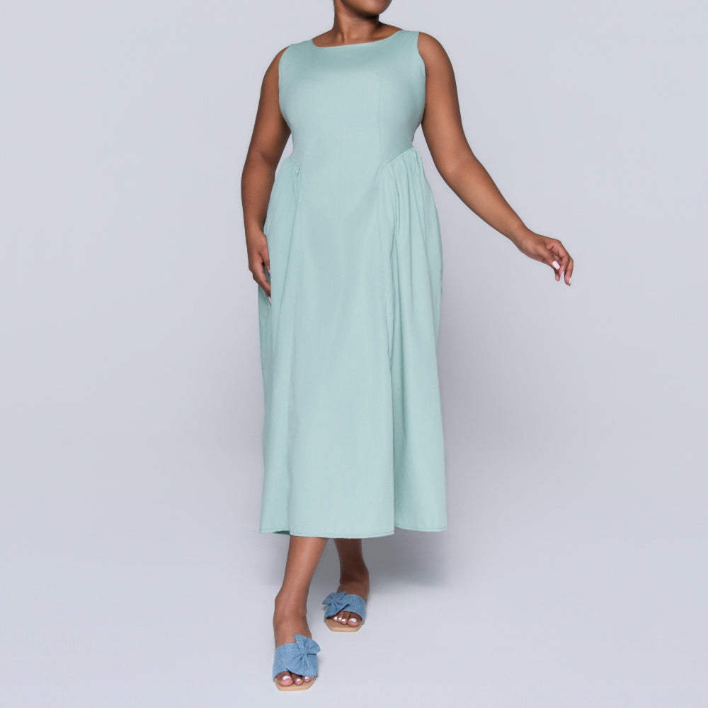 Sage Sleeveless Panel Dress