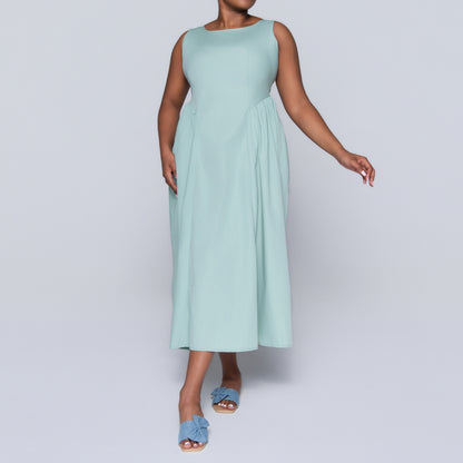Sage Sleeveless Panel Dress